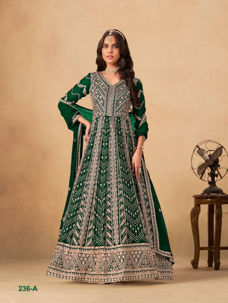 Aanaya Vol 236 Faux Georgette Designer Work Gown And Dupatta Collection