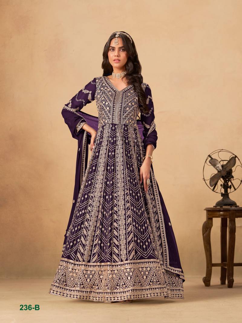 Aanaya Vol 236 Faux Georgette Designer Work Gown And Dupatta Collection