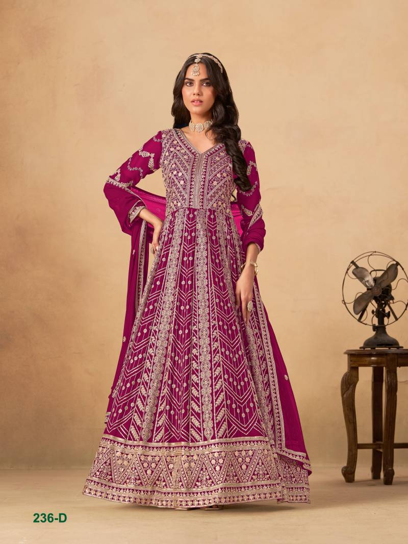Aanaya Vol 236 Faux Georgette Designer Work Gown And Dupatta Collection