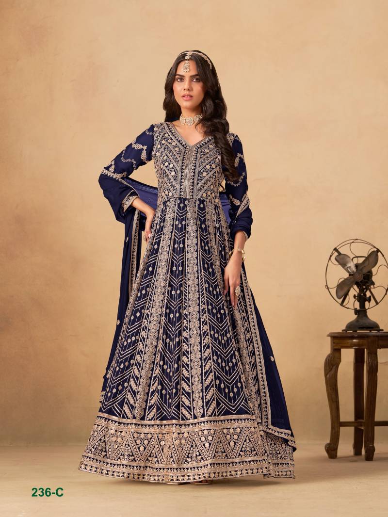 Aanaya Vol 236 Faux Georgette Designer Work Gown And Dupatta Collection