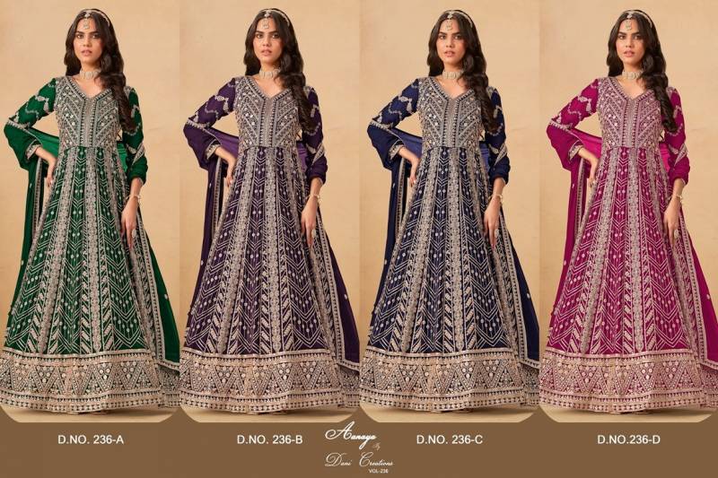 Aanaya Vol 236 Faux Georgette Designer Work Gown And Dupatta Collection