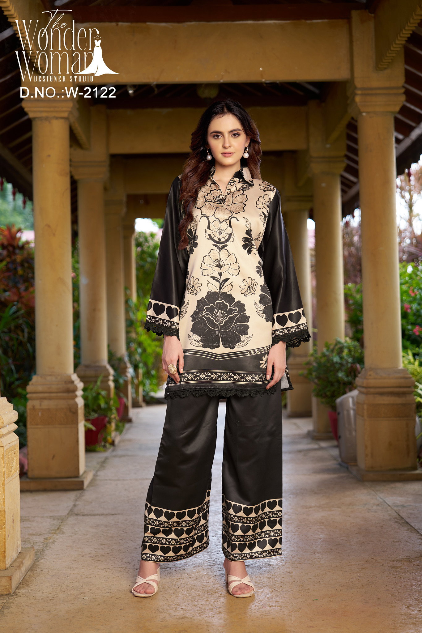 Wonder Women W 2122 Imported Satin printed Co Ord Set