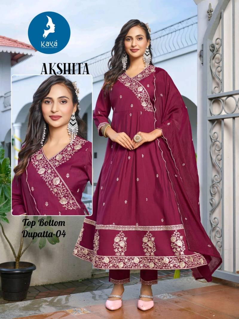 Kaya Akshita Roman Festival Wear Kurti Pant And Dupatta Collection
