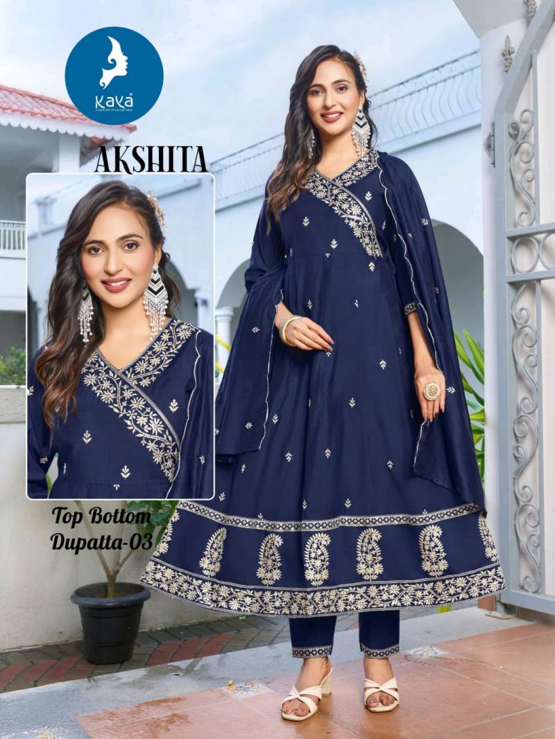 Kaya Akshita Roman Festival Wear Kurti Pant And Dupatta Collection