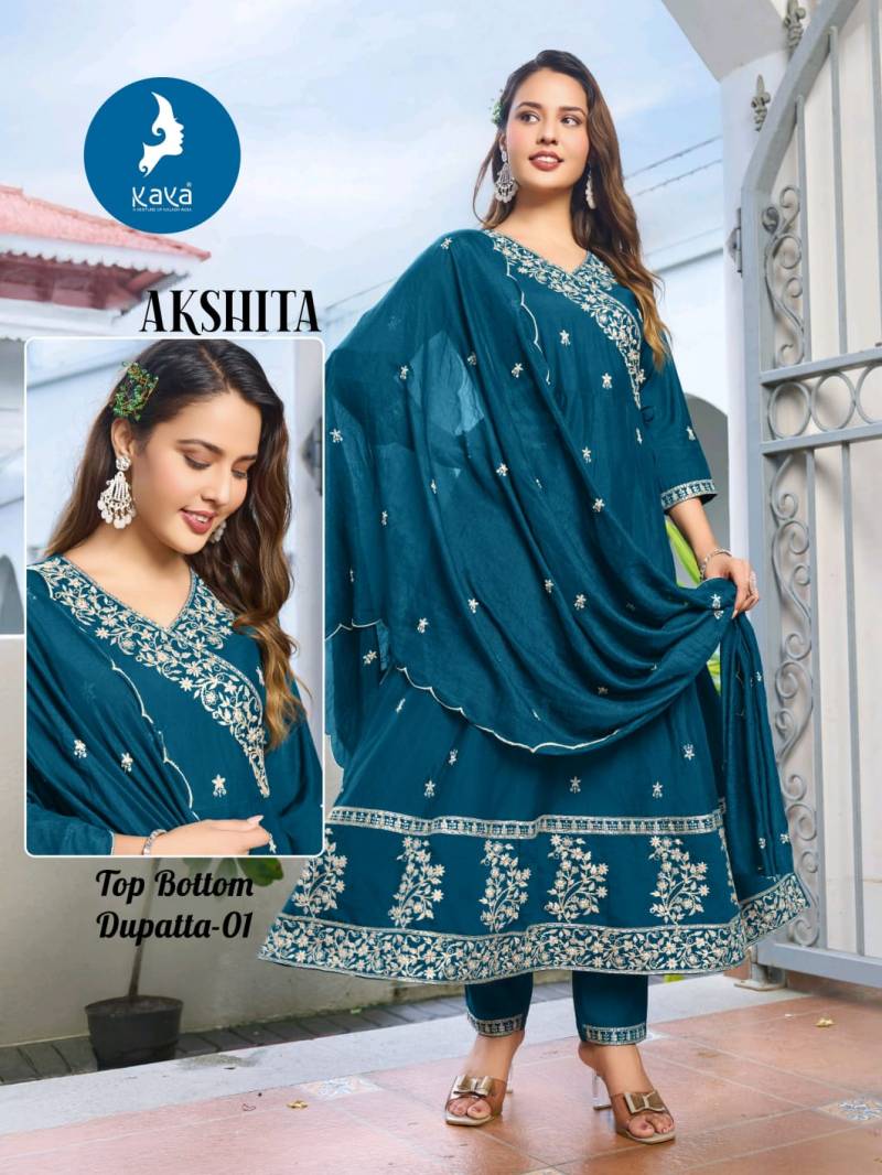 Kaya Akshita Roman Festival Wear Kurti Pant And Dupatta Collection