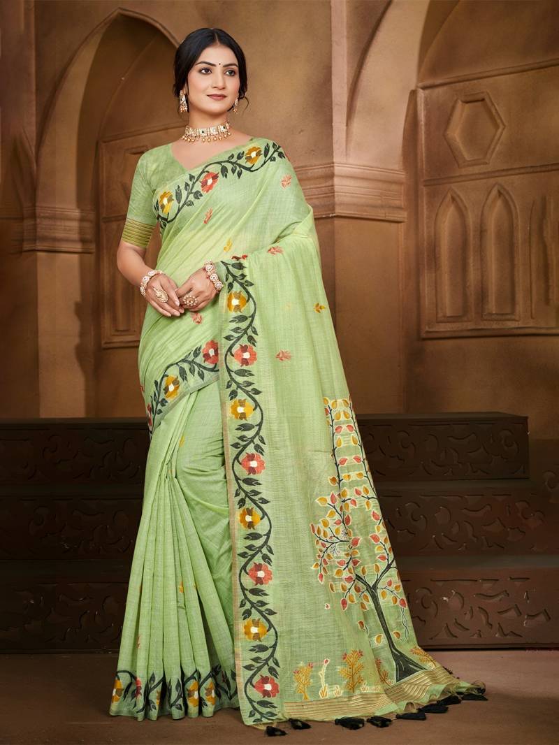 Bunawat Anurag Cotton Silk With Meena Woven Worked Beautiful Saree