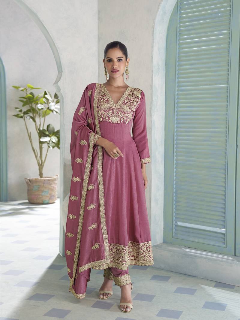 Vihanika 10446A To D Readymade Premium Silk Embroidery Worked Gown