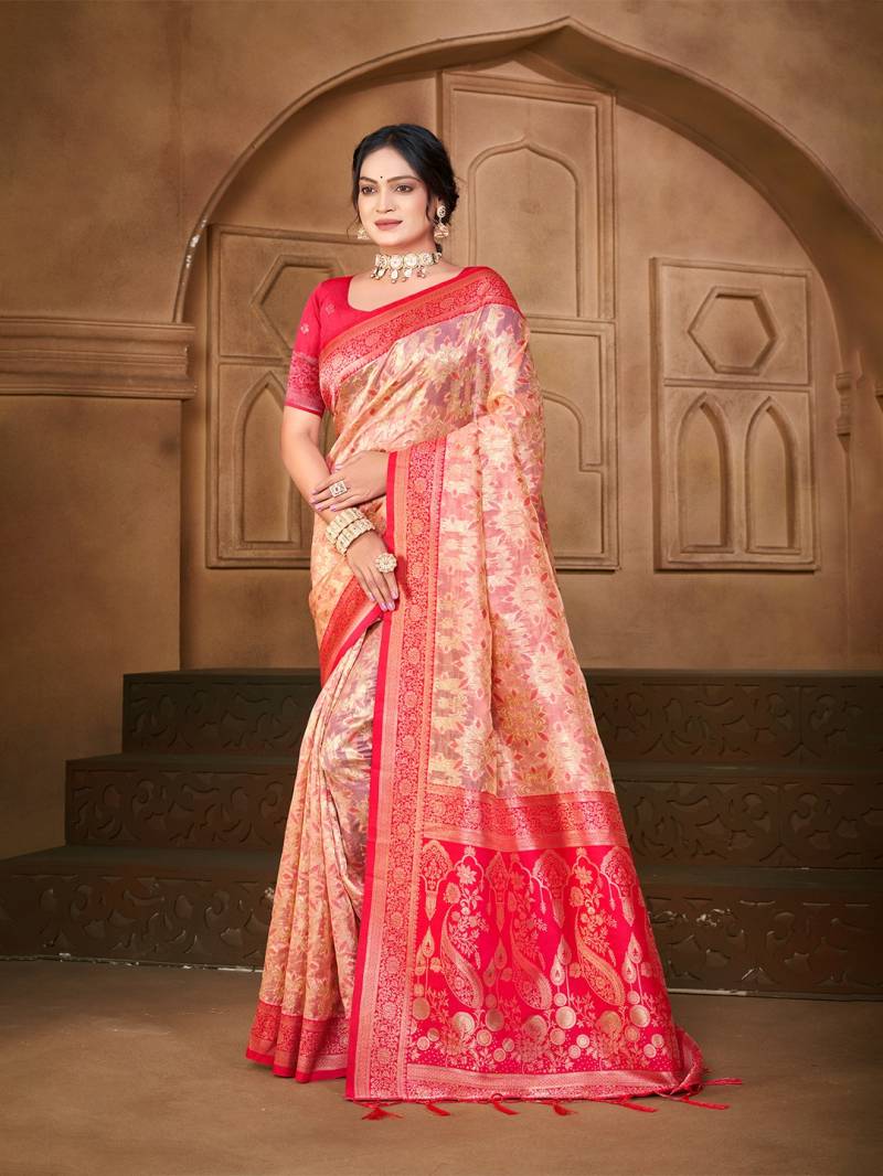 Bunawat Charulata Sangam Prints Silk Woven Worked Beautiful Saree