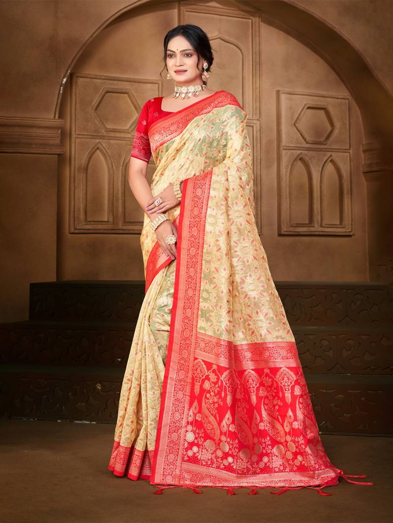 Bunawat Charulata Sangam Prints Silk Woven Worked Beautiful Saree