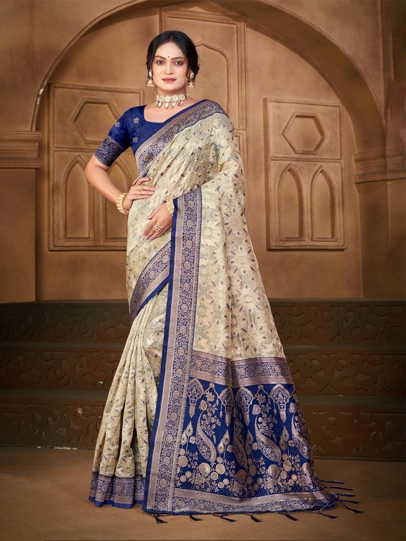 Bunawat Charulata Sangam Prints Silk Woven Worked Beautiful Saree