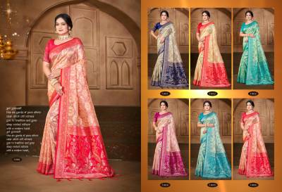 Bunawat Charulata Sangam Prints Silk Woven Worked Beautiful Saree