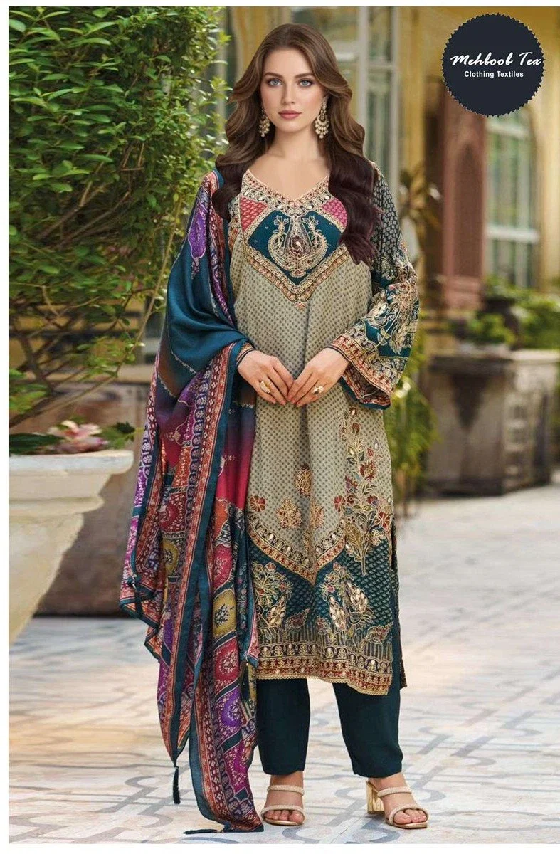 Mehboob Tex 1816 A To C Viscose Maslin Digital Pakistani Salwar Kameez