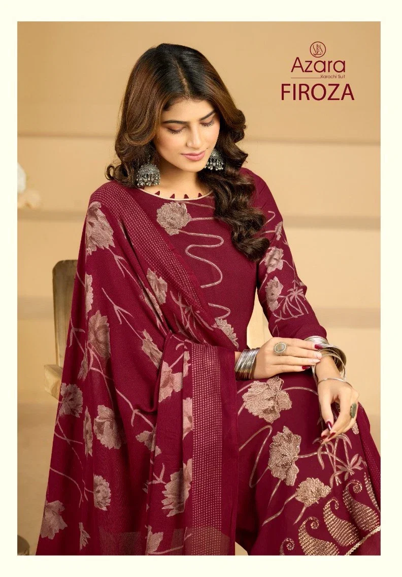 Radhika Azara Firoza Viscose Rayon Printed Work Dress Material