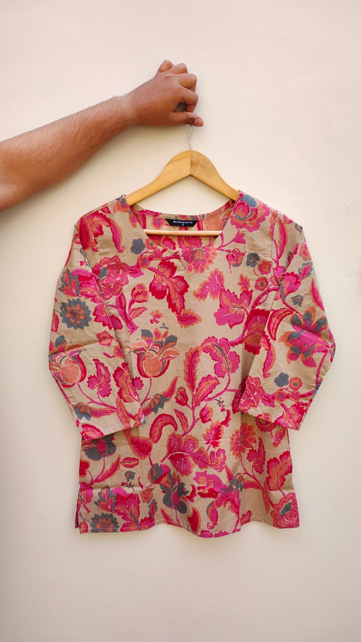 Naisha K 475 Cotton Printed Short Casual Wear Top Collection