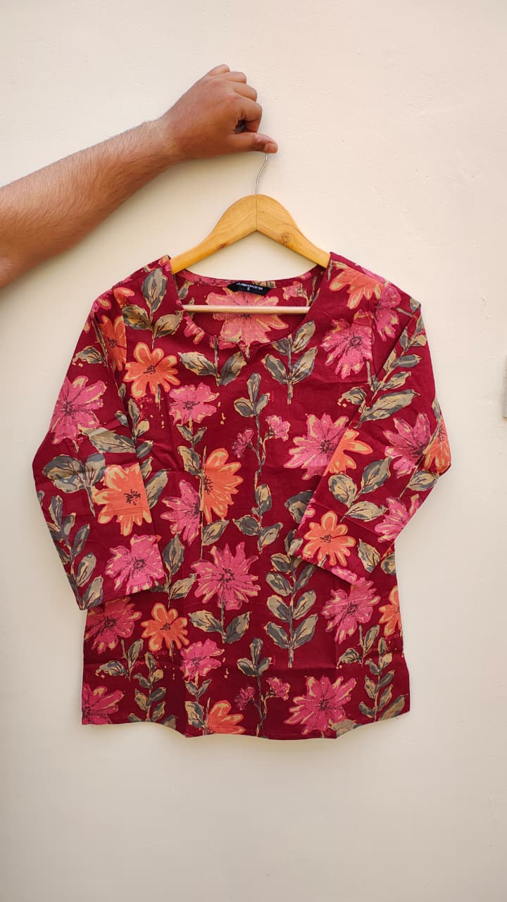 Naisha K 475 Cotton Printed Short Casual Wear Top Collection