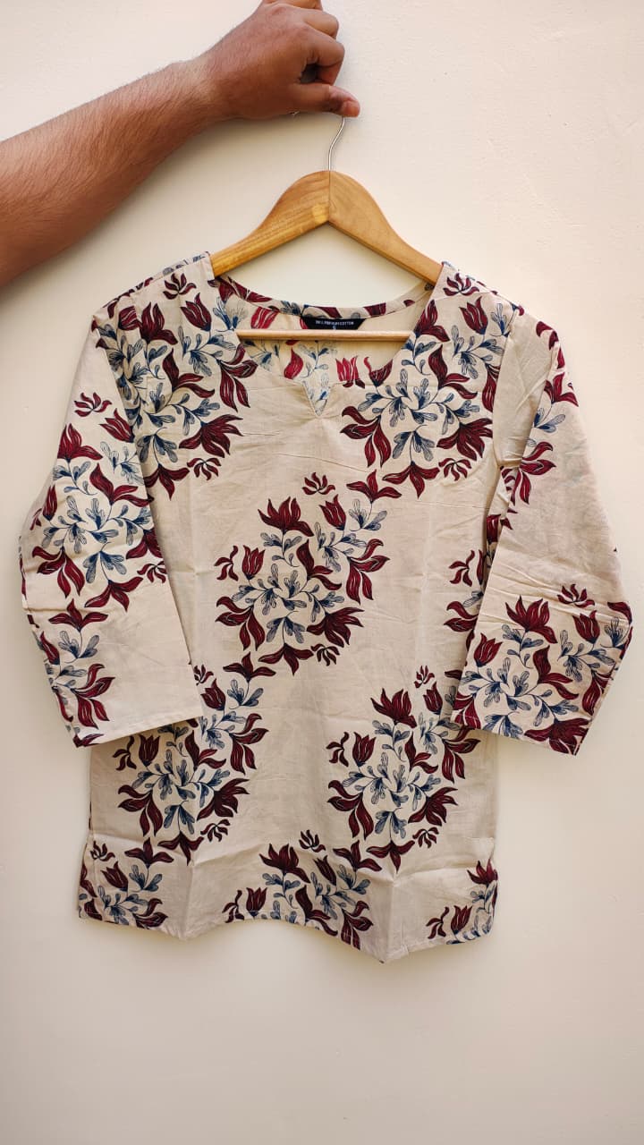 Naisha K 475 Cotton Printed Short Casual Wear Top Collection