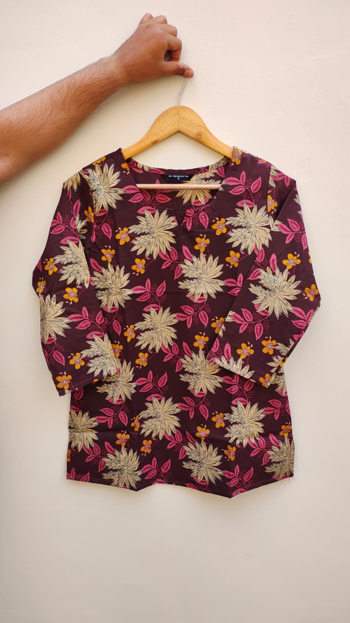 Naisha K 475 Cotton Printed Short Casual Wear Top Collection