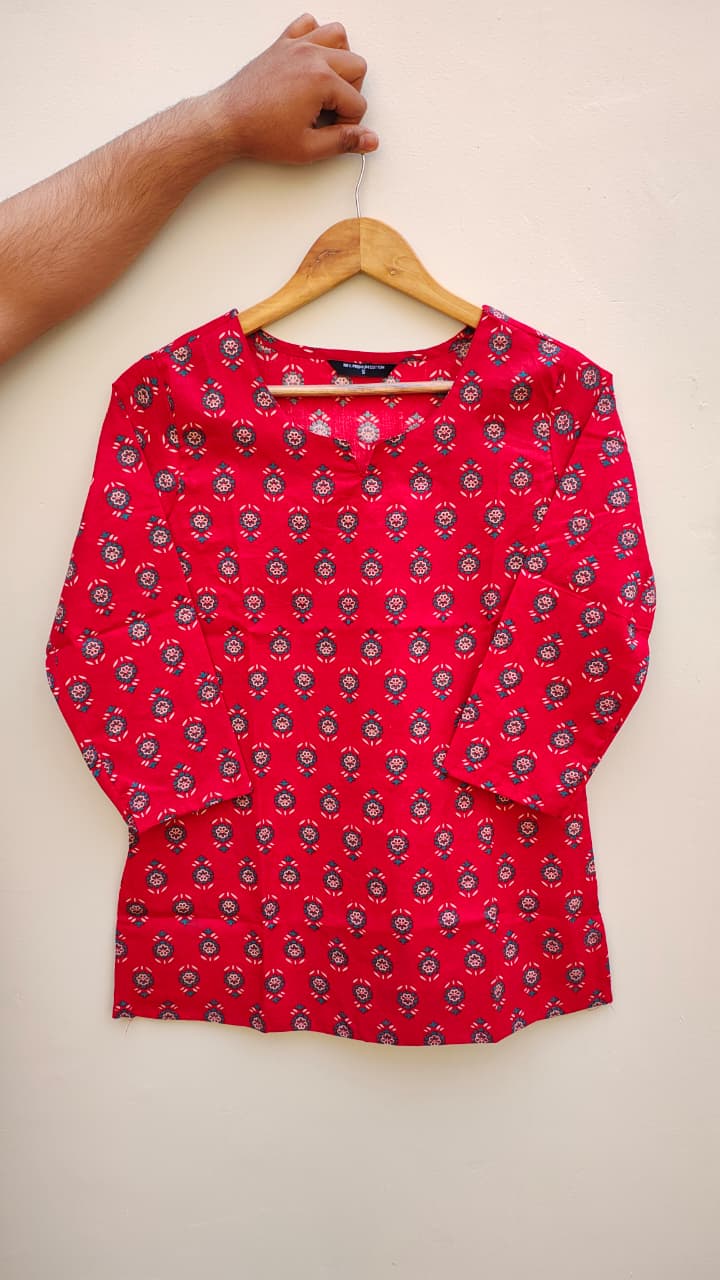 Naisha K 475 Cotton Printed Short Casual Wear Top Collection