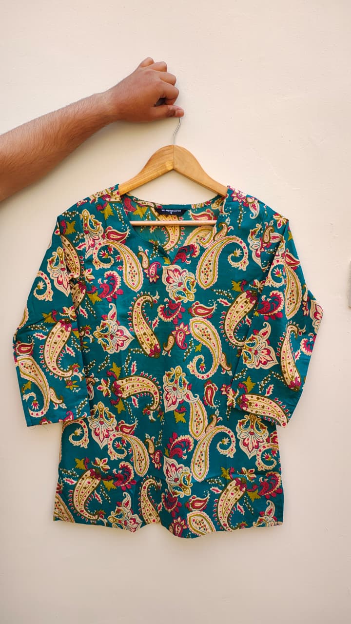 Naisha K 475 Cotton Printed Short Casual Wear Top Collection