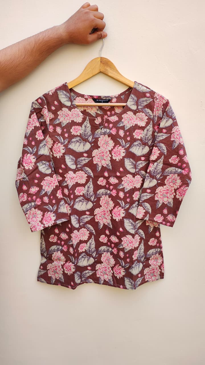 Naisha K 475 Cotton Printed Short Casual Wear Top Collection