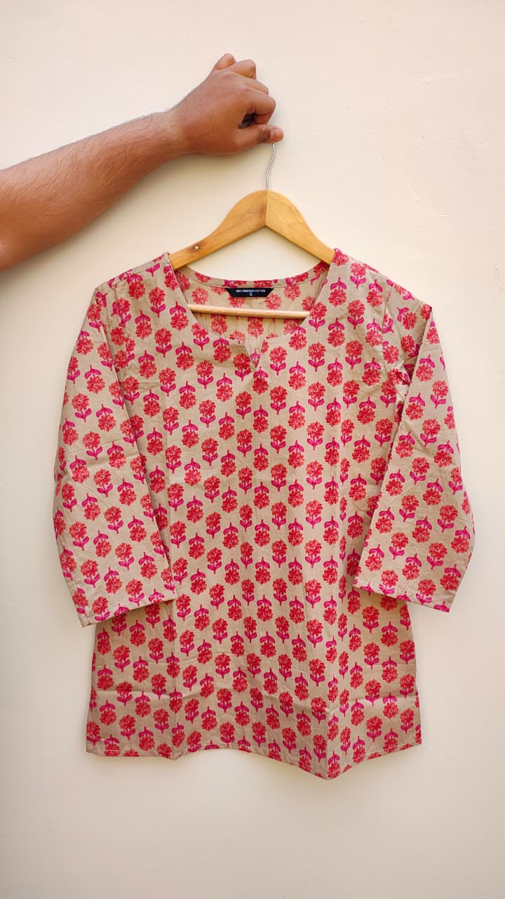 Naisha K 475 Cotton Printed Short Casual Wear Top Collection