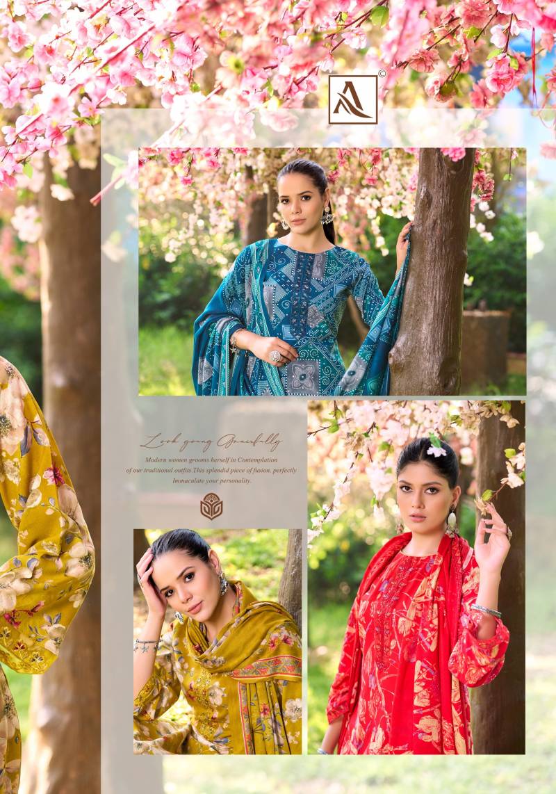 Alok Turkish Edition 3 Viscose Rayon Print Embroidery Dress Material