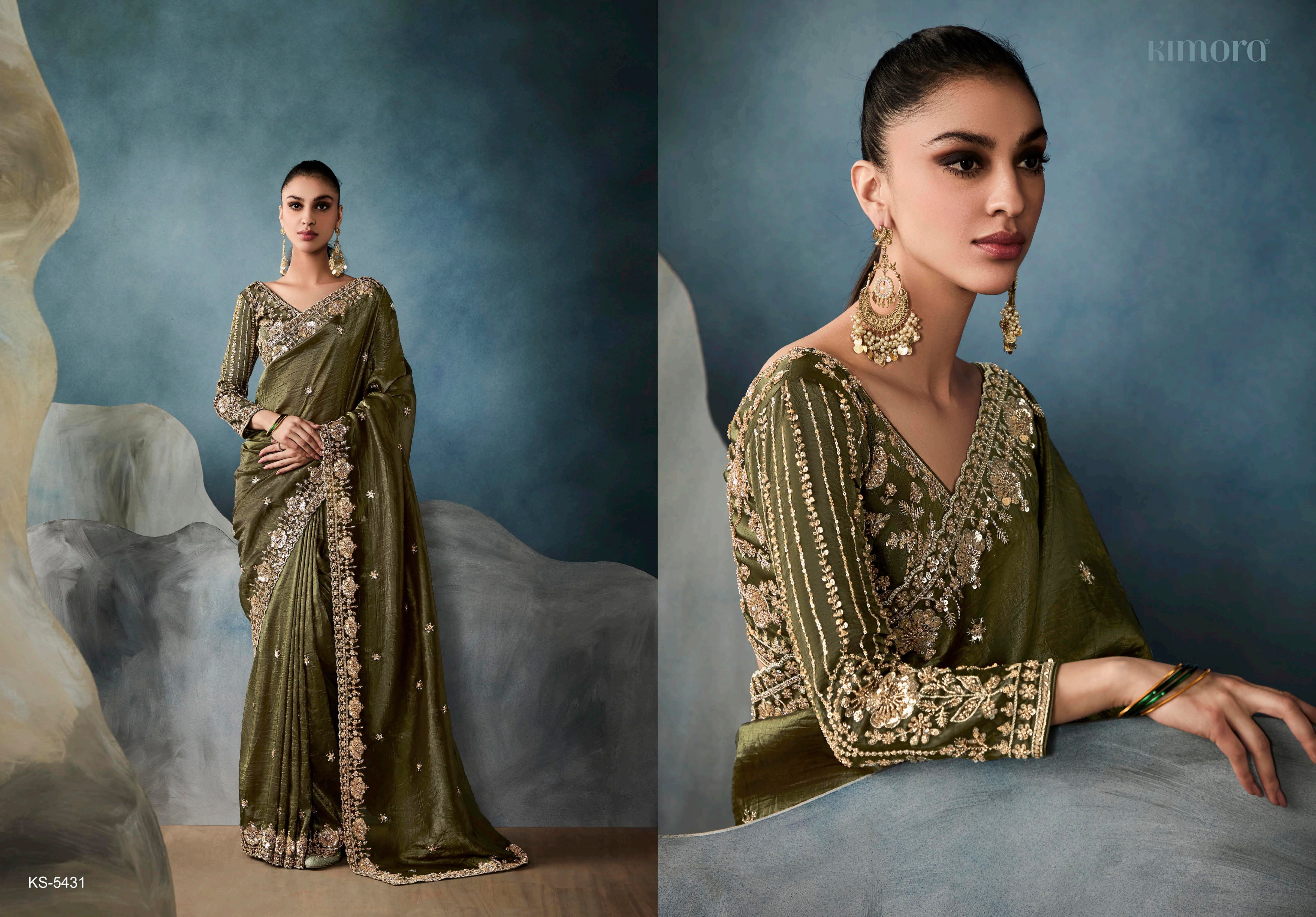  Kimora Iconic Vol 1 Pure Fancy Based Fabric With Hand Worked Border & Body Designer Embroidery Worked Blouse Saree Collection