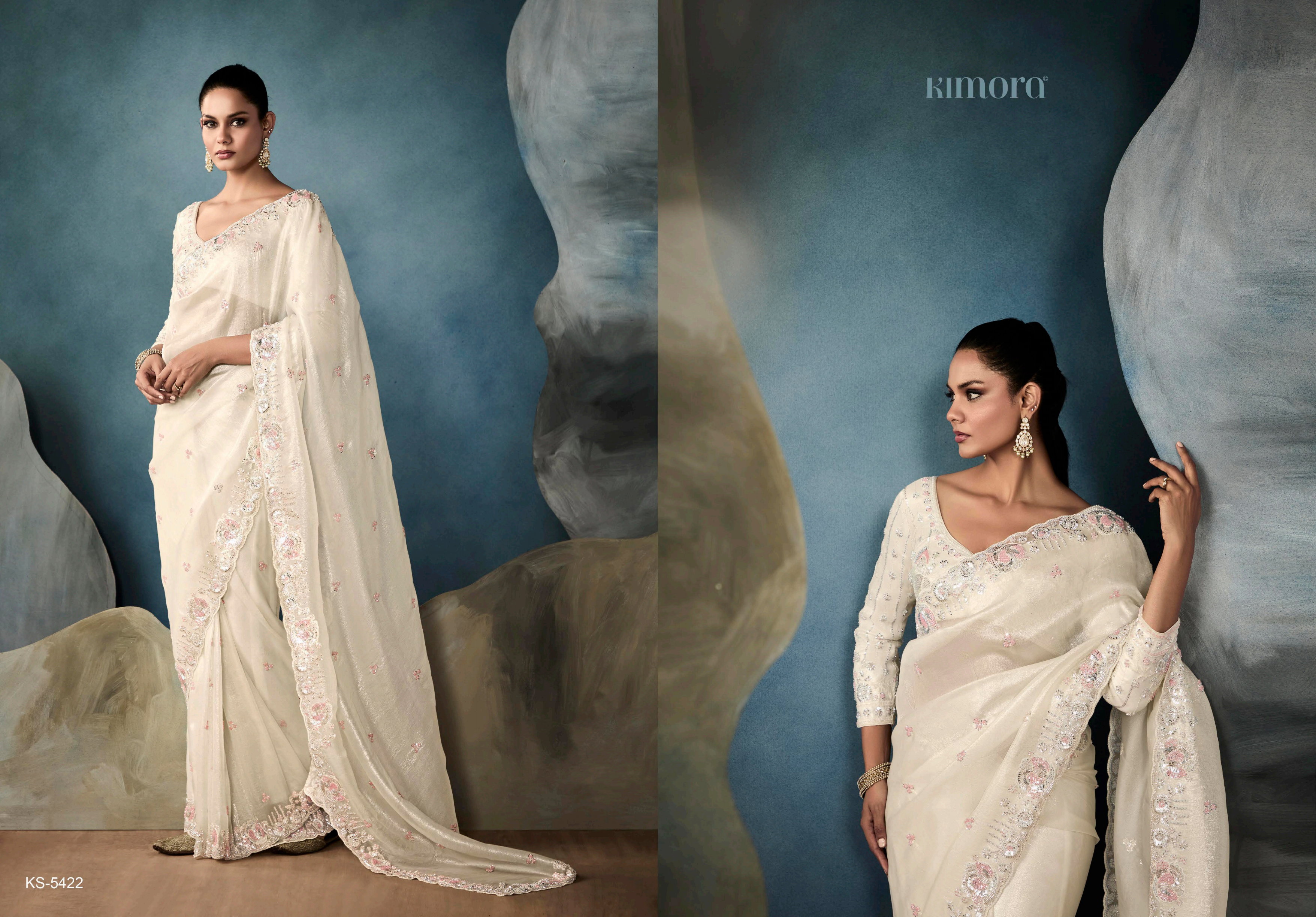  Kimora Iconic Vol 1 Pure Fancy Based Fabric With Hand Worked Border & Body Designer Embroidery Worked Blouse Saree Collection