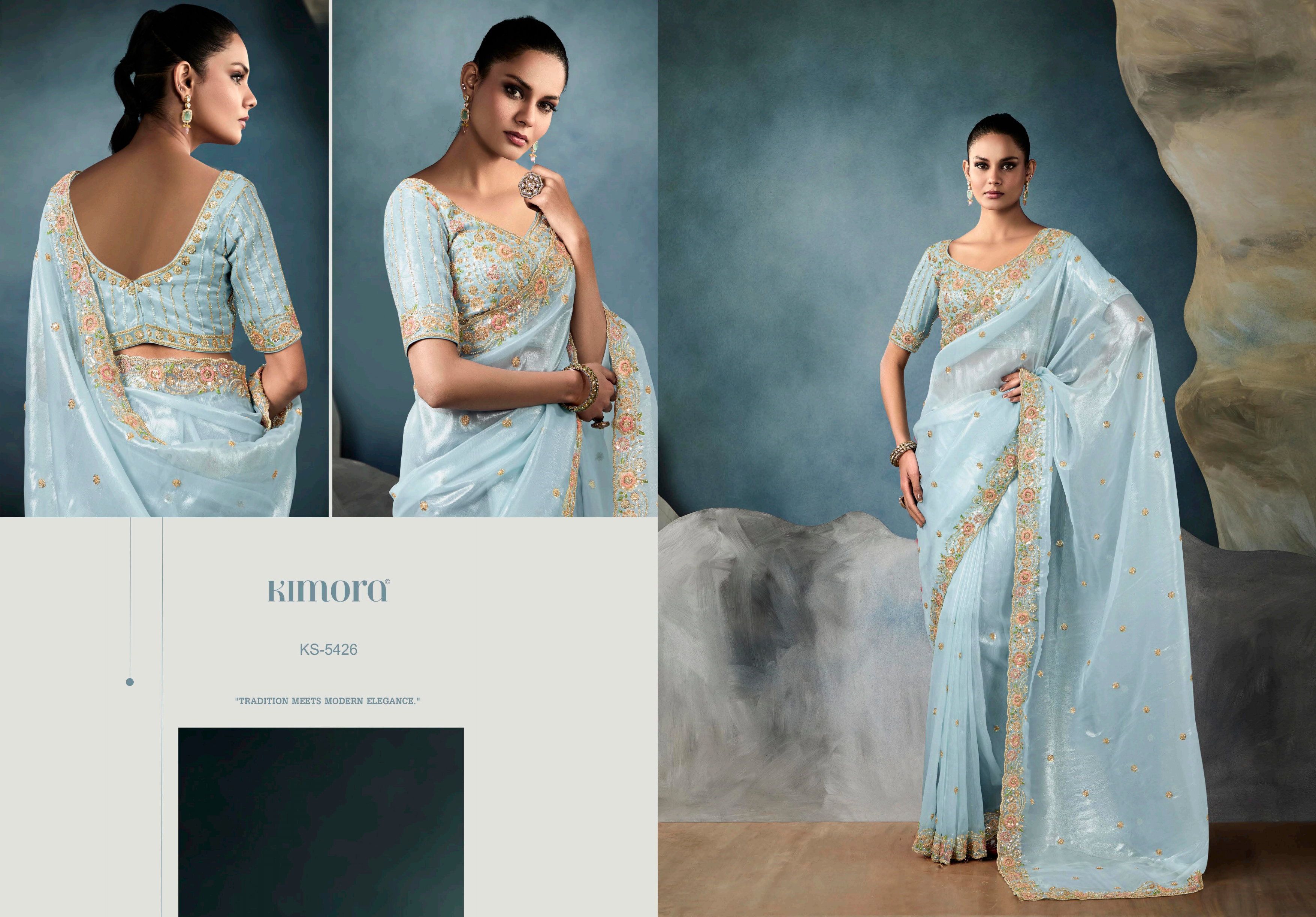  Kimora Iconic Vol 1 Pure Fancy Based Fabric With Hand Worked Border & Body Designer Embroidery Worked Blouse Saree Collection