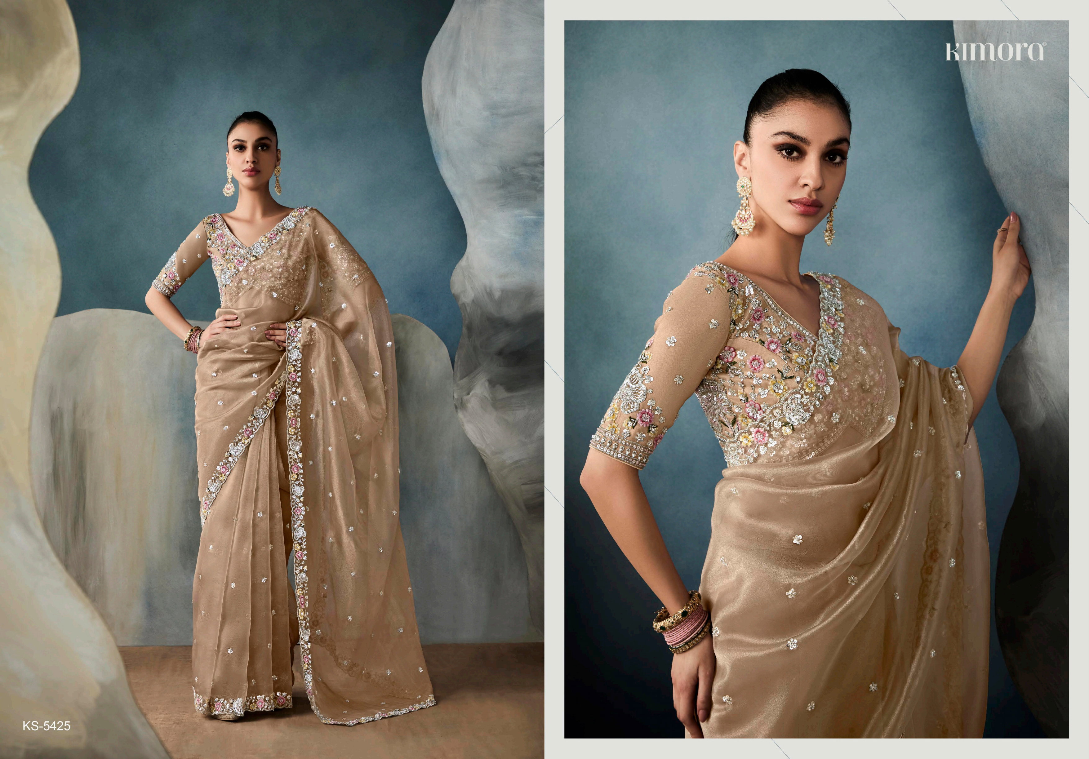  Kimora Iconic Vol 1 Pure Fancy Based Fabric With Hand Worked Border & Body Designer Embroidery Worked Blouse Saree Collection
