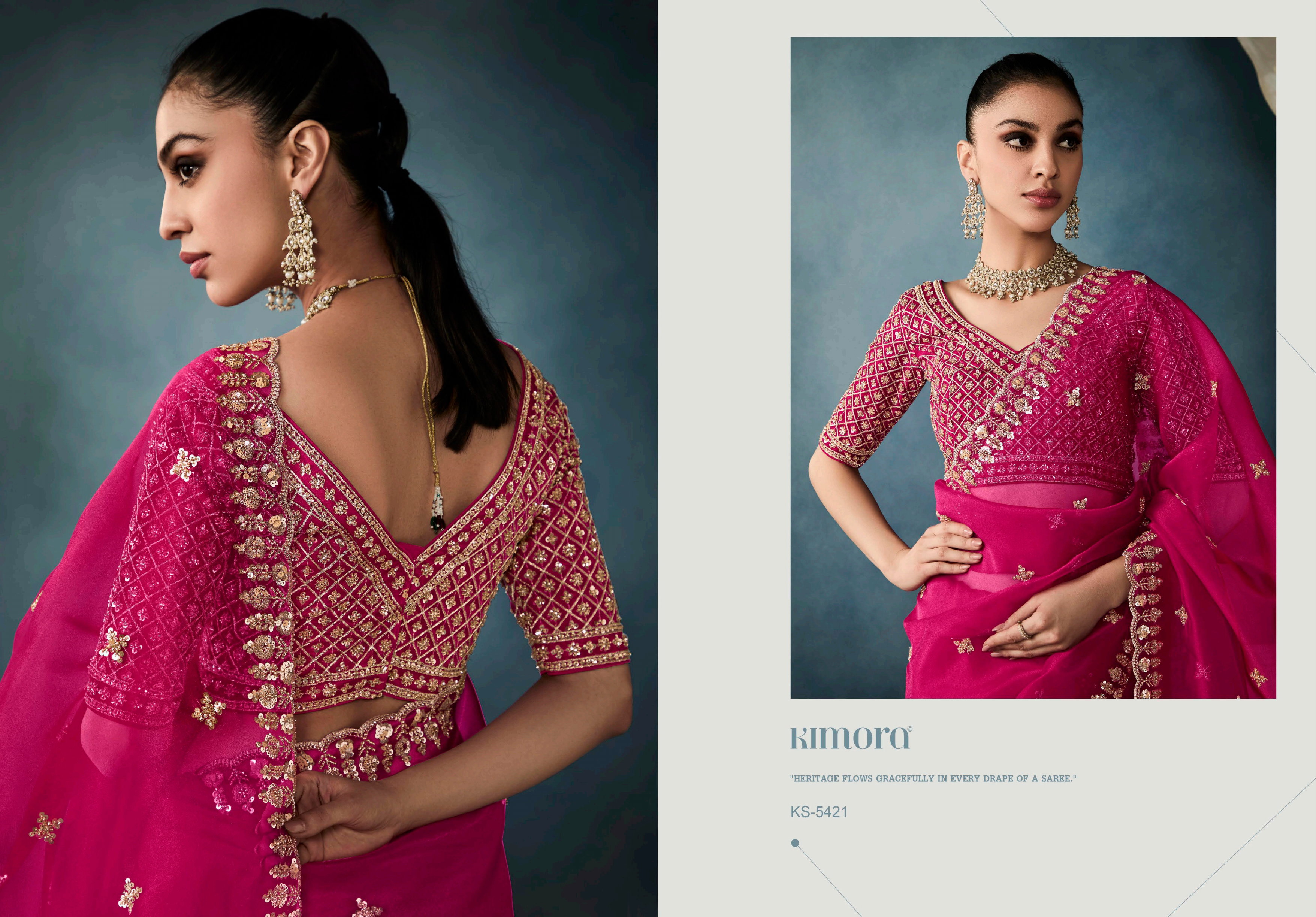  Kimora Iconic Vol 1 Pure Fancy Based Fabric With Hand Worked Border & Body Designer Embroidery Worked Blouse Saree Collection