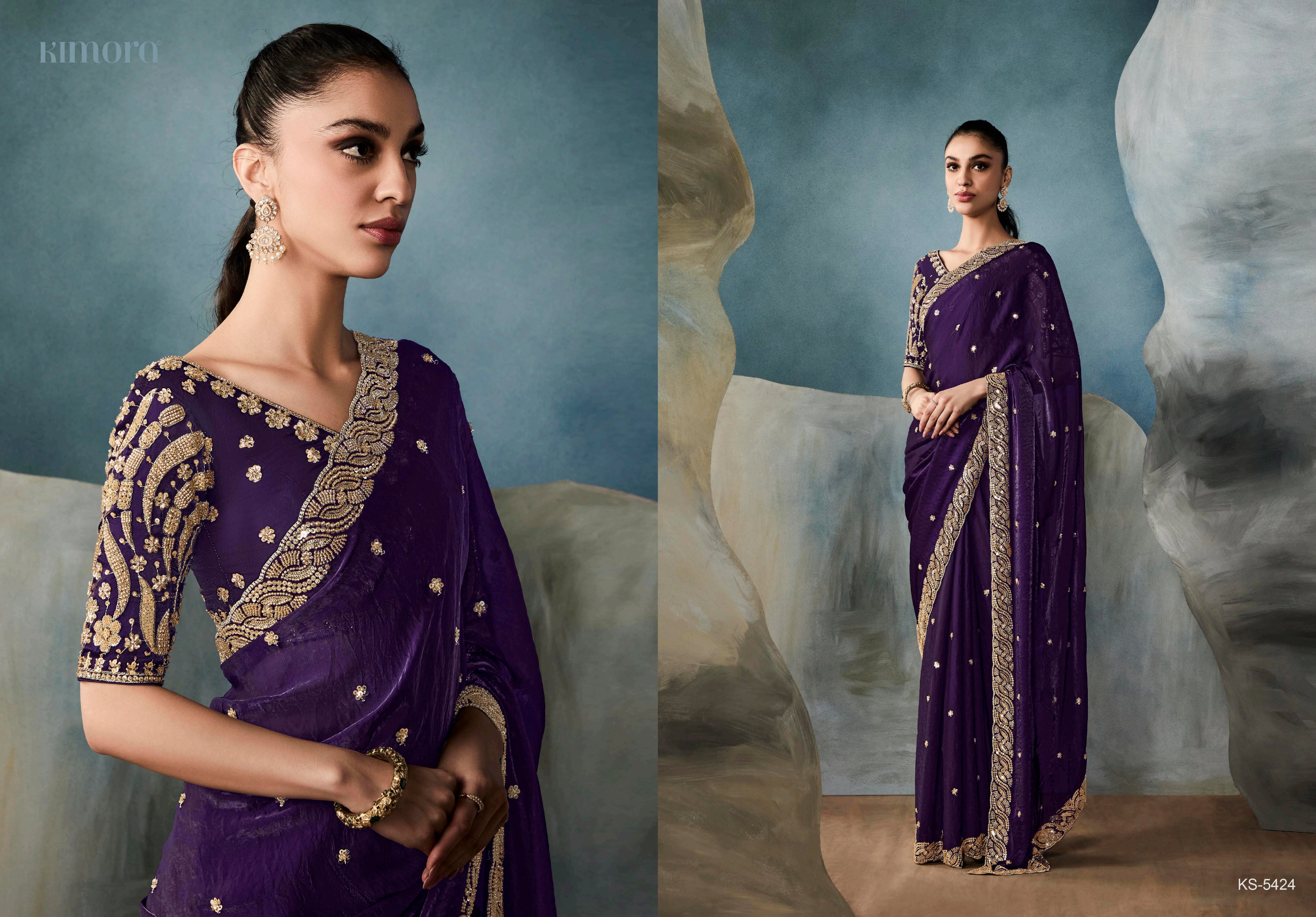  Kimora Iconic Vol 1 Pure Fancy Based Fabric With Hand Worked Border & Body Designer Embroidery Worked Blouse Saree Collection