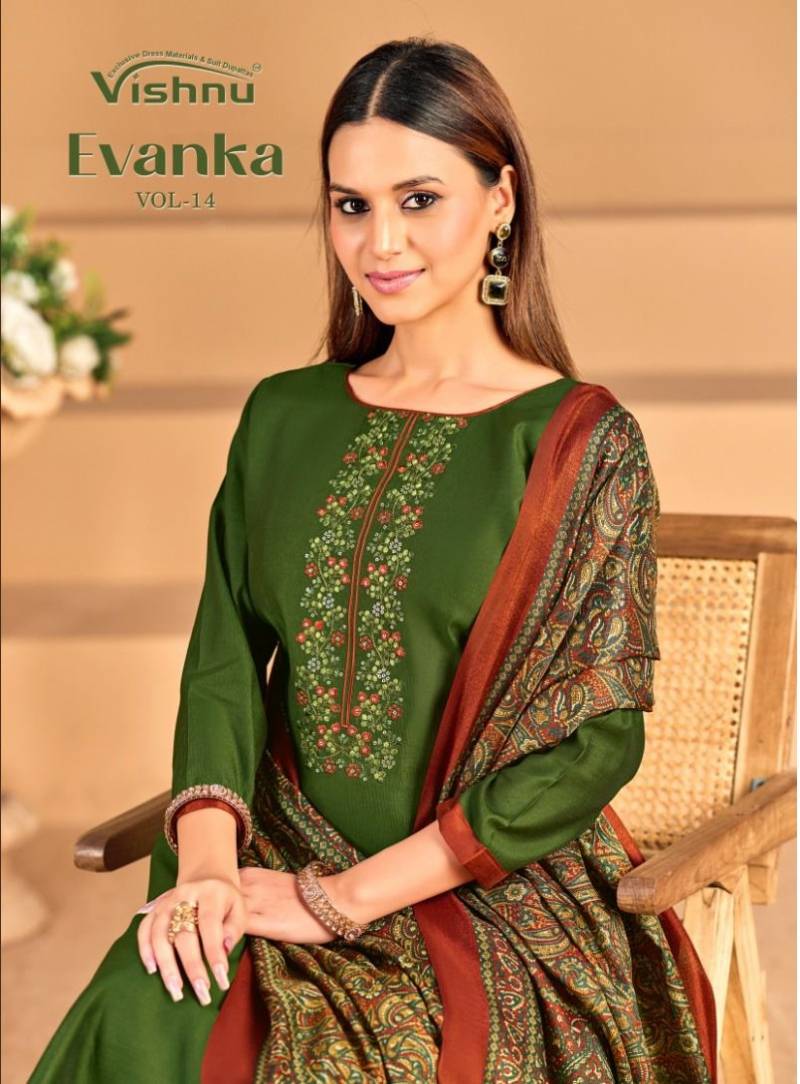 Vishnu Evanka Vol 14 Roman Silk Designer Dress Material Collection