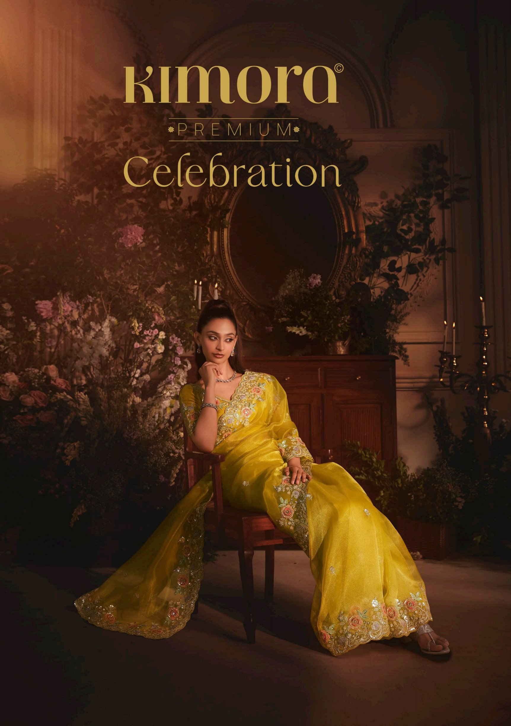 Kimora Celebration Pure Fancy Based Fabric With Hand Worked Border & Body Designer Embroidery Worked Blouse Saree Collation 