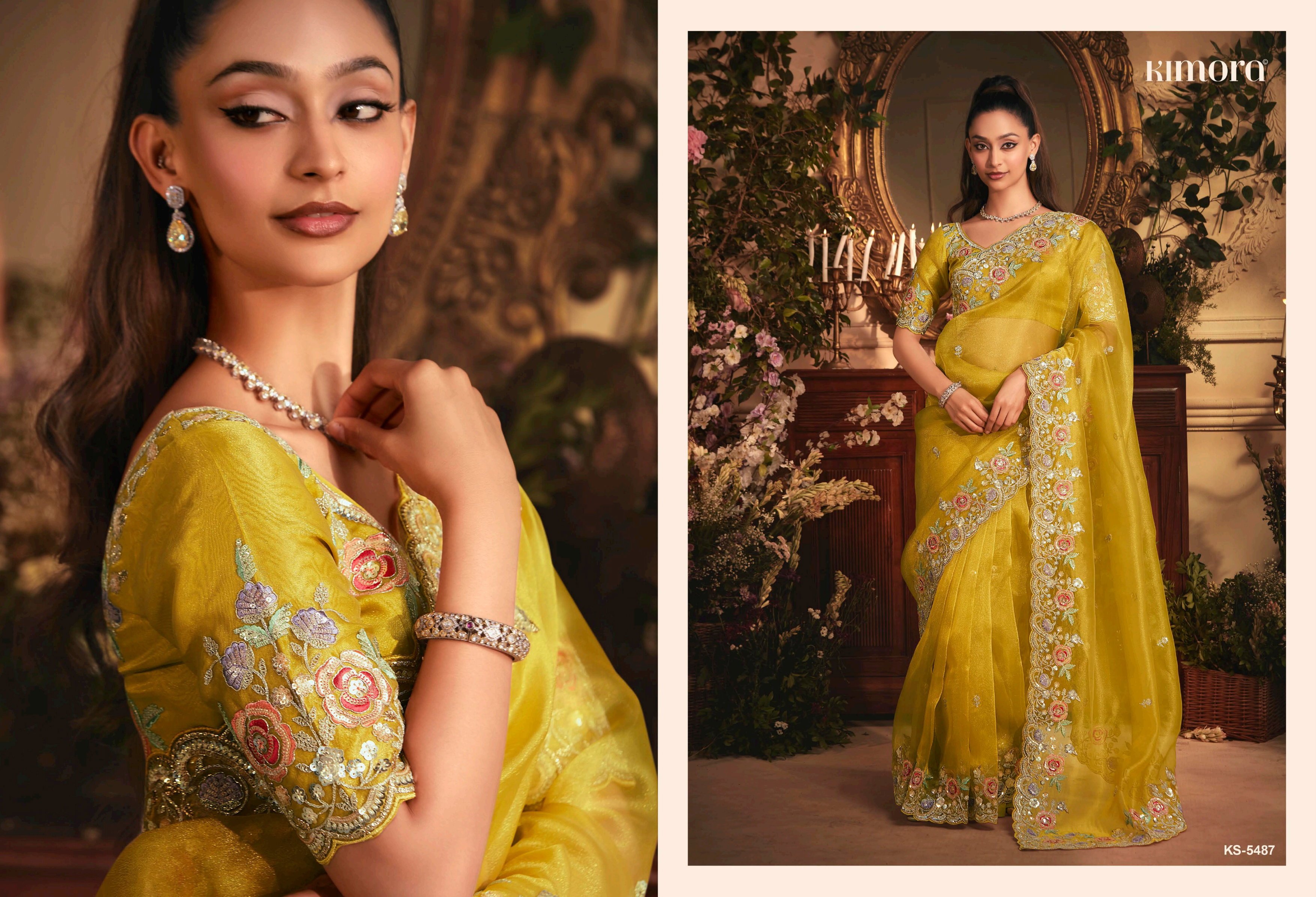 Kimora Celebration Pure Fancy Based Fabric With Hand Worked Border & Body Designer Embroidery Worked Blouse Saree Collation 