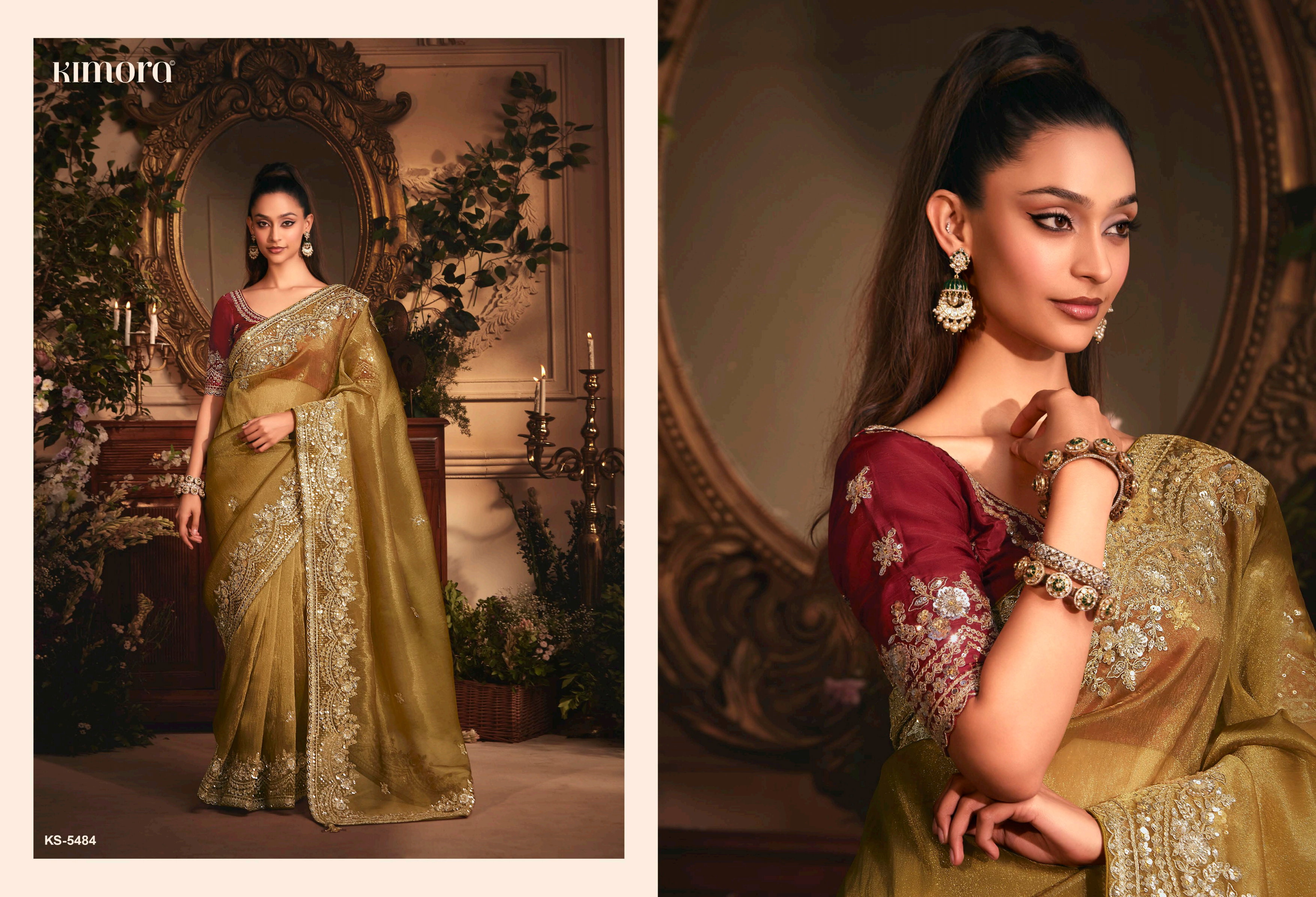 Kimora Celebration Pure Fancy Based Fabric With Hand Worked Border & Body Designer Embroidery Worked Blouse Saree Collation 
