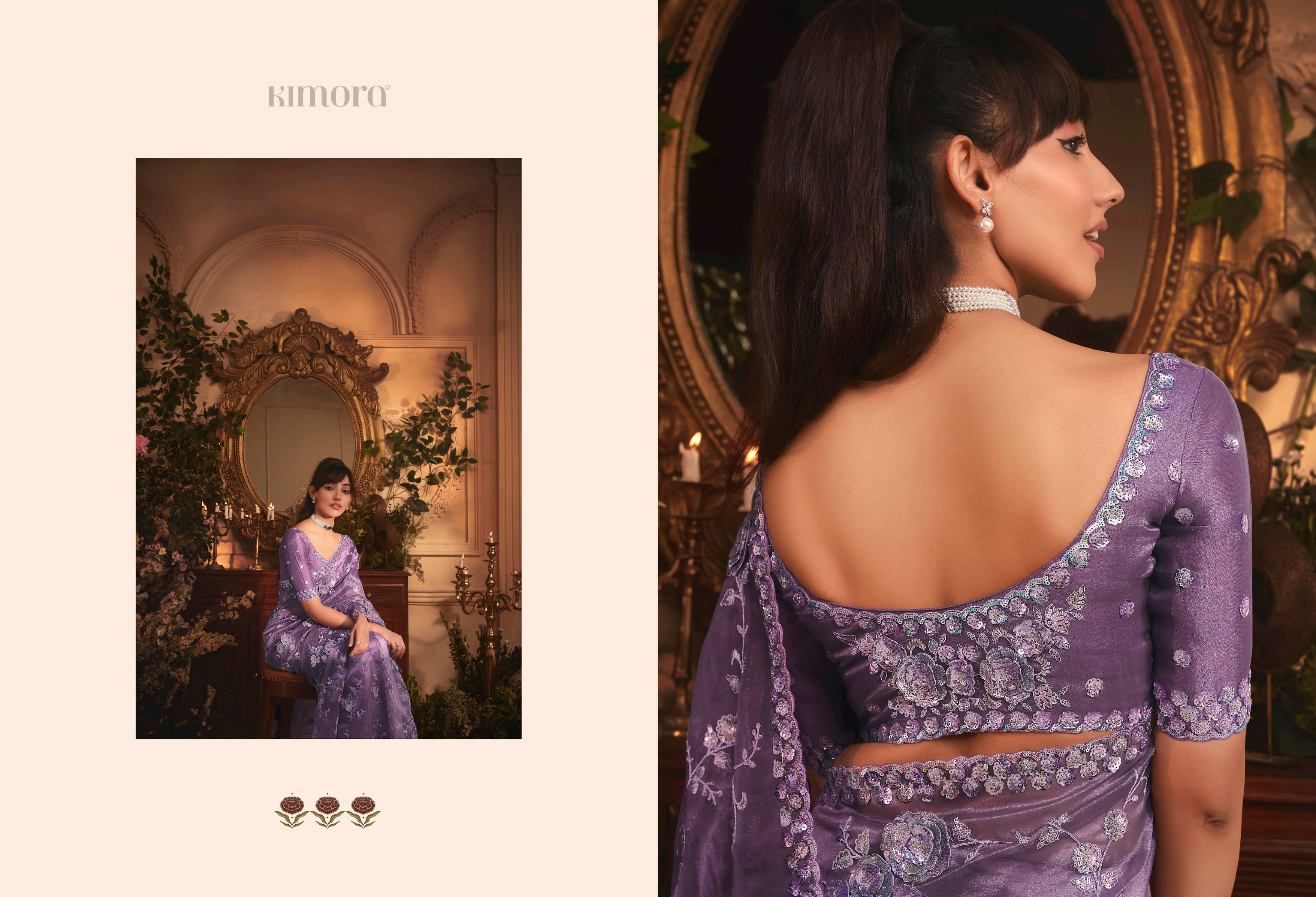 Kimora Celebration Pure Fancy Based Fabric With Hand Worked Border & Body Designer Embroidery Worked Blouse Saree Collation 