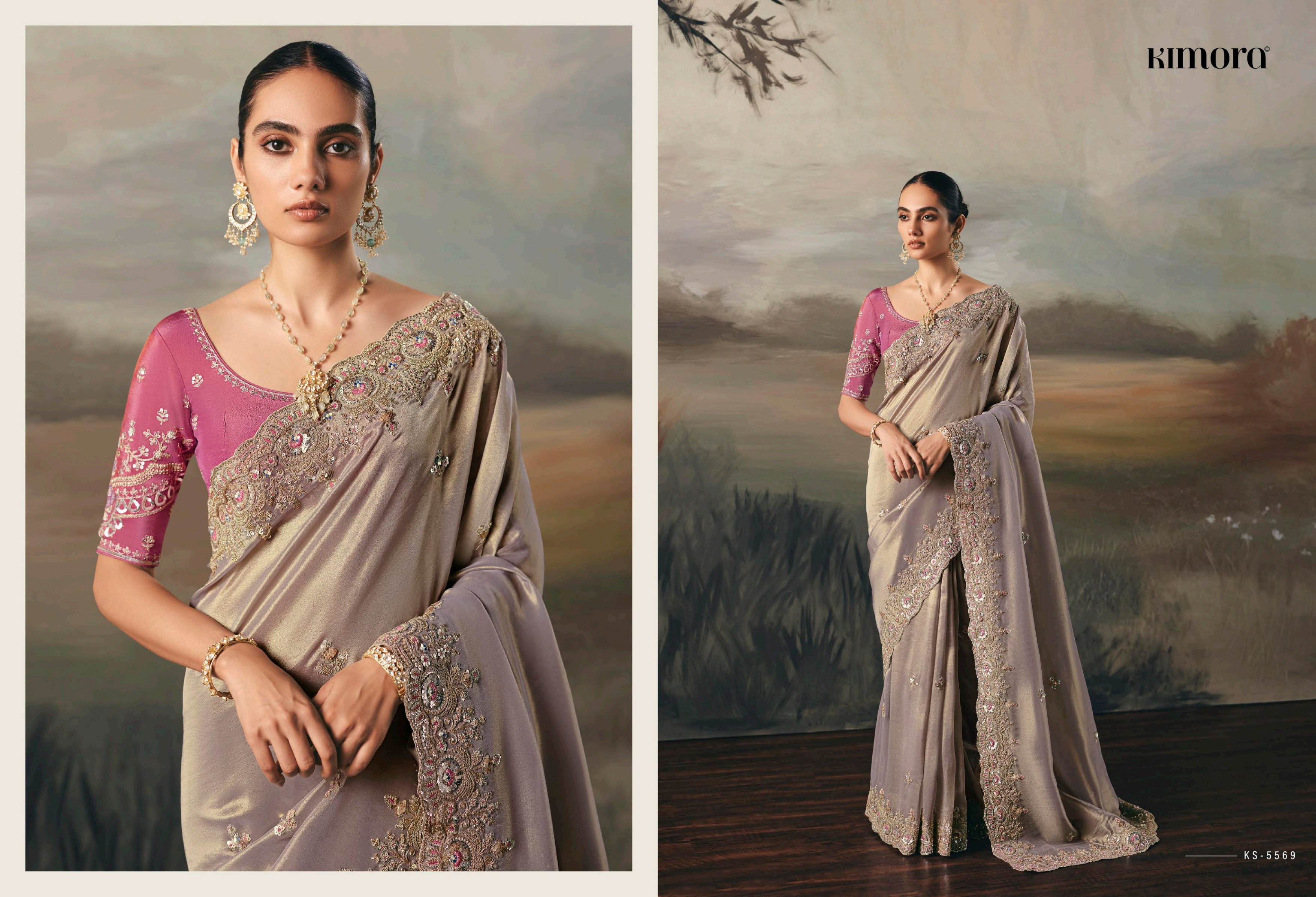 Kimora Sil Sila  Pure Fancy Tissue based Fabric Saree Collection 
