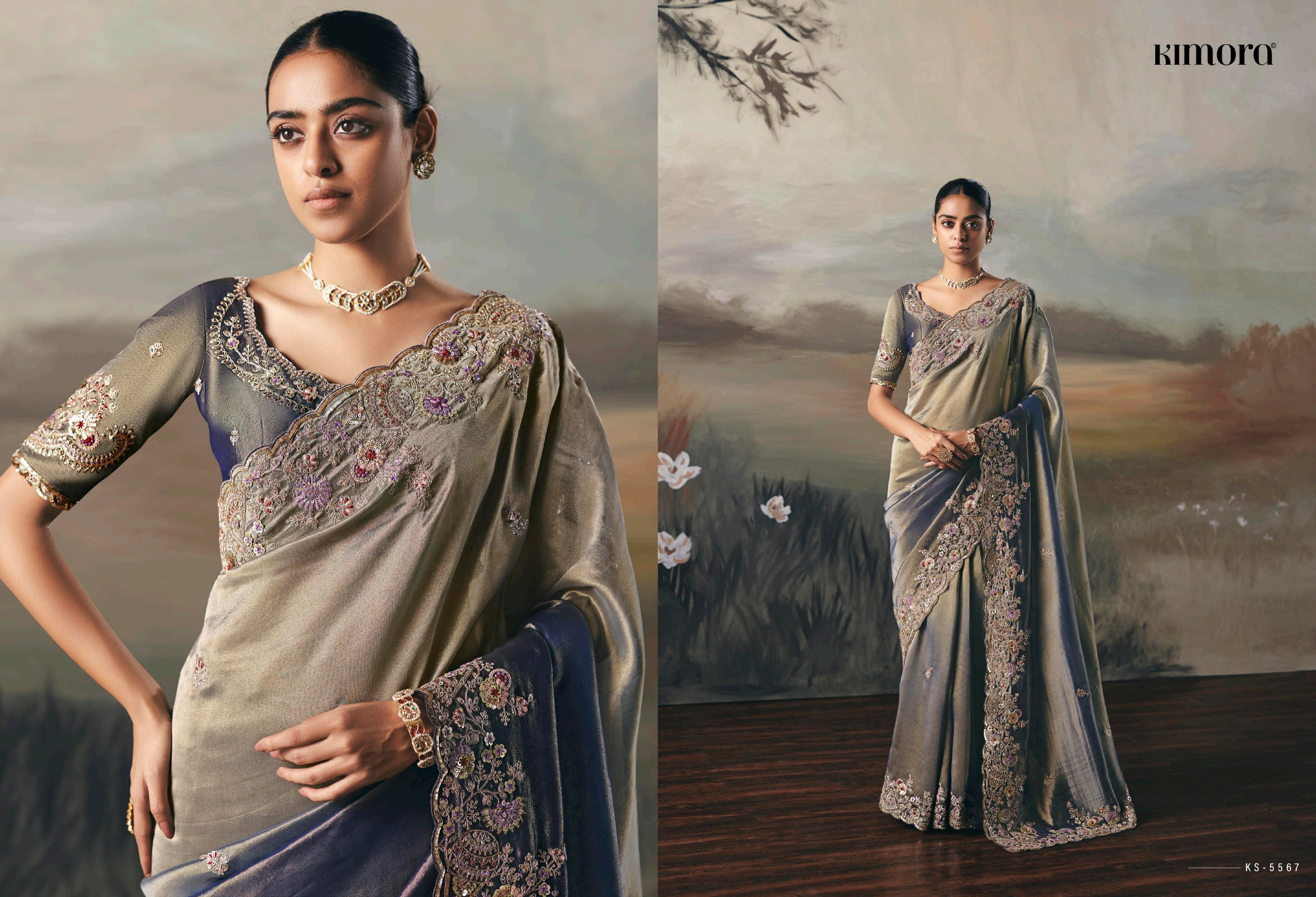 Kimora Sil Sila  Pure Fancy Tissue based Fabric Saree Collection 