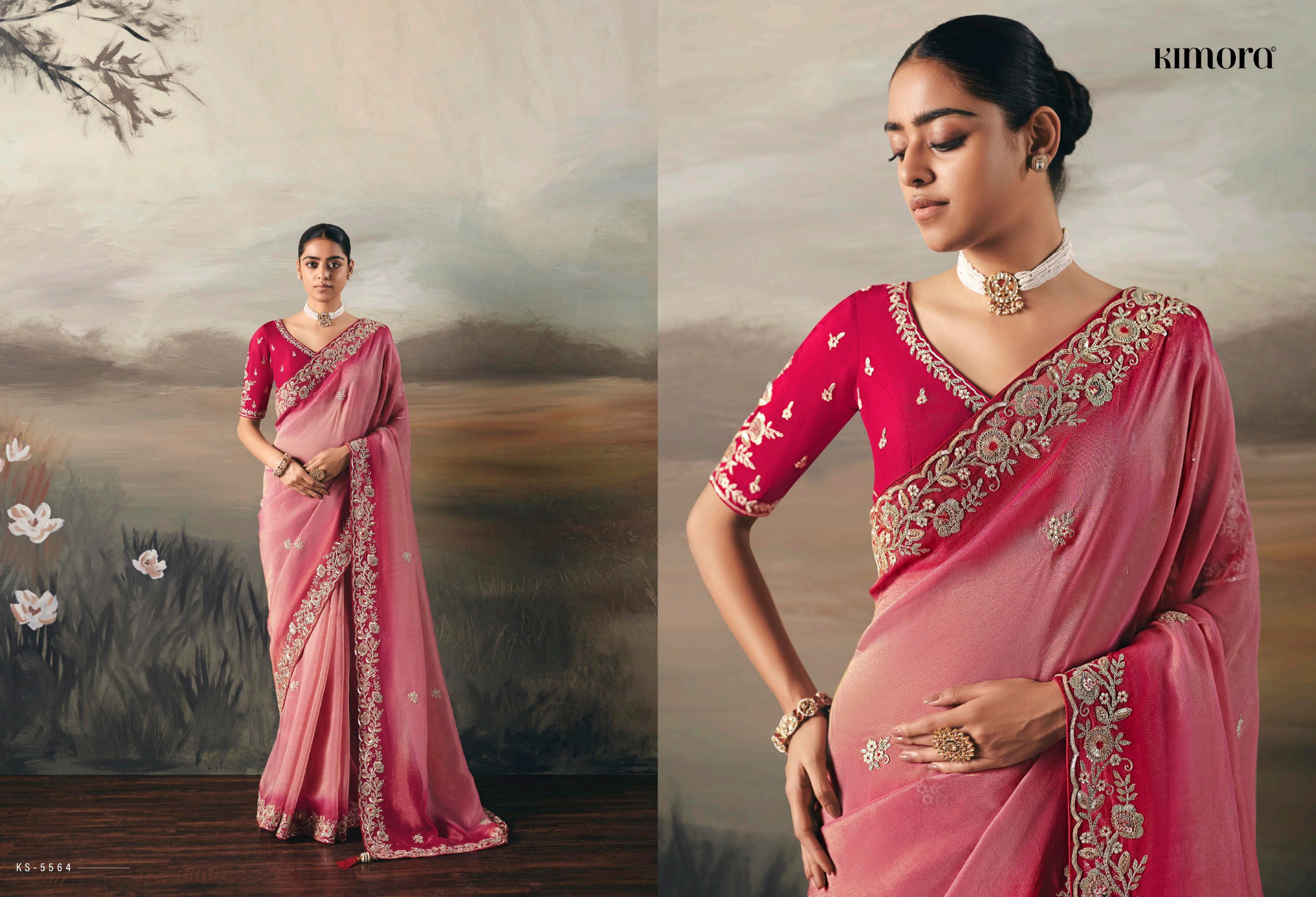 Kimora Sil Sila  Pure Fancy Tissue based Fabric Saree Collection 