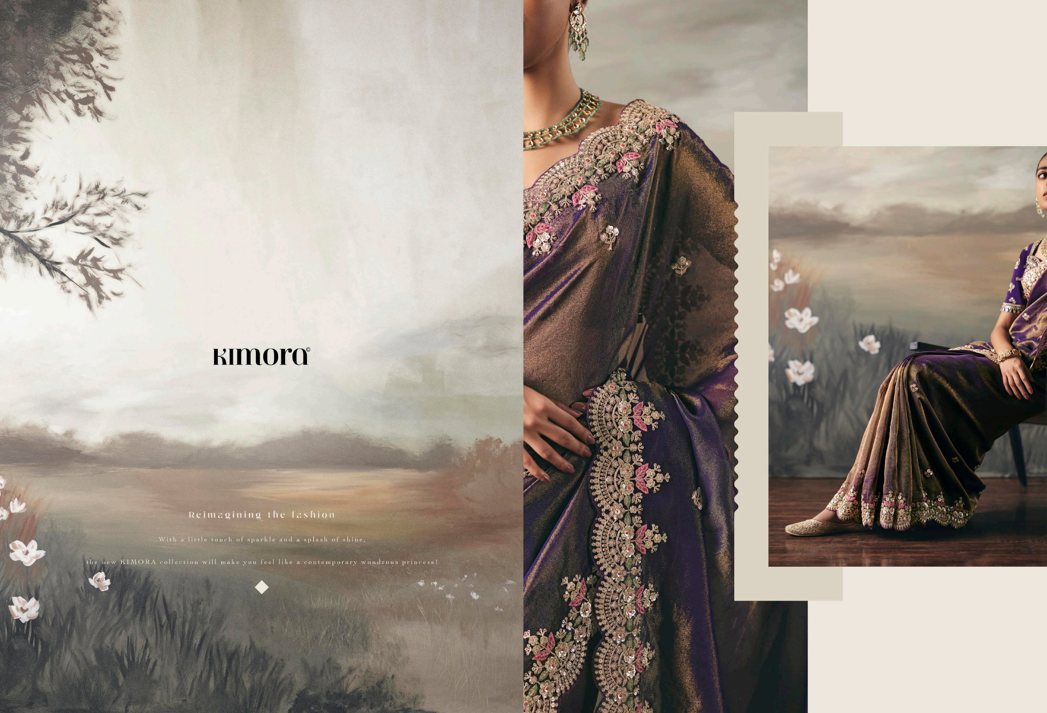 Kimora Sil Sila  Pure Fancy Tissue based Fabric Saree Collection 