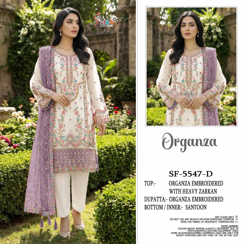 Shree Sf 5547 Organza Embroidery Zarkan Pakistani Salwar Kameez
