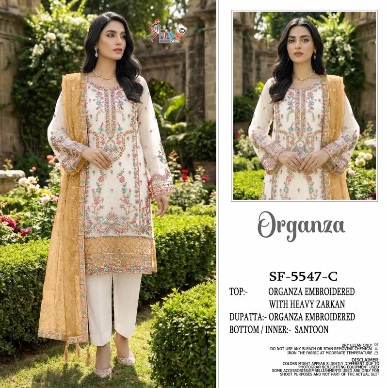 Shree Sf 5547 Organza Embroidery Zarkan Pakistani Salwar Kameez
