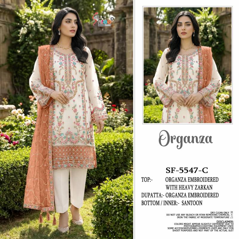 Shree Sf 5547 Organza Embroidery Zarkan Pakistani Salwar Kameez