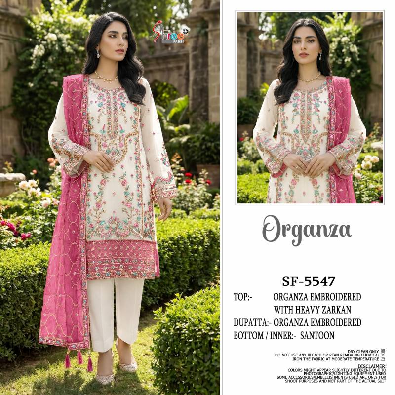 Shree Sf 5547 Organza Embroidery Zarkan Pakistani Salwar Kameez