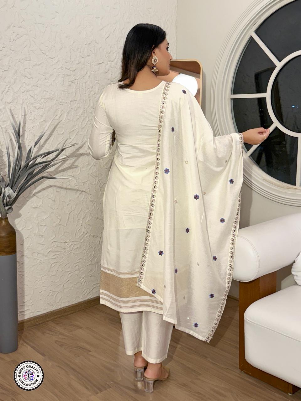 Lekha KL 6034 Viscose Silk Embroidery And Lagdi Patta Kurti Bottom With Dupatta