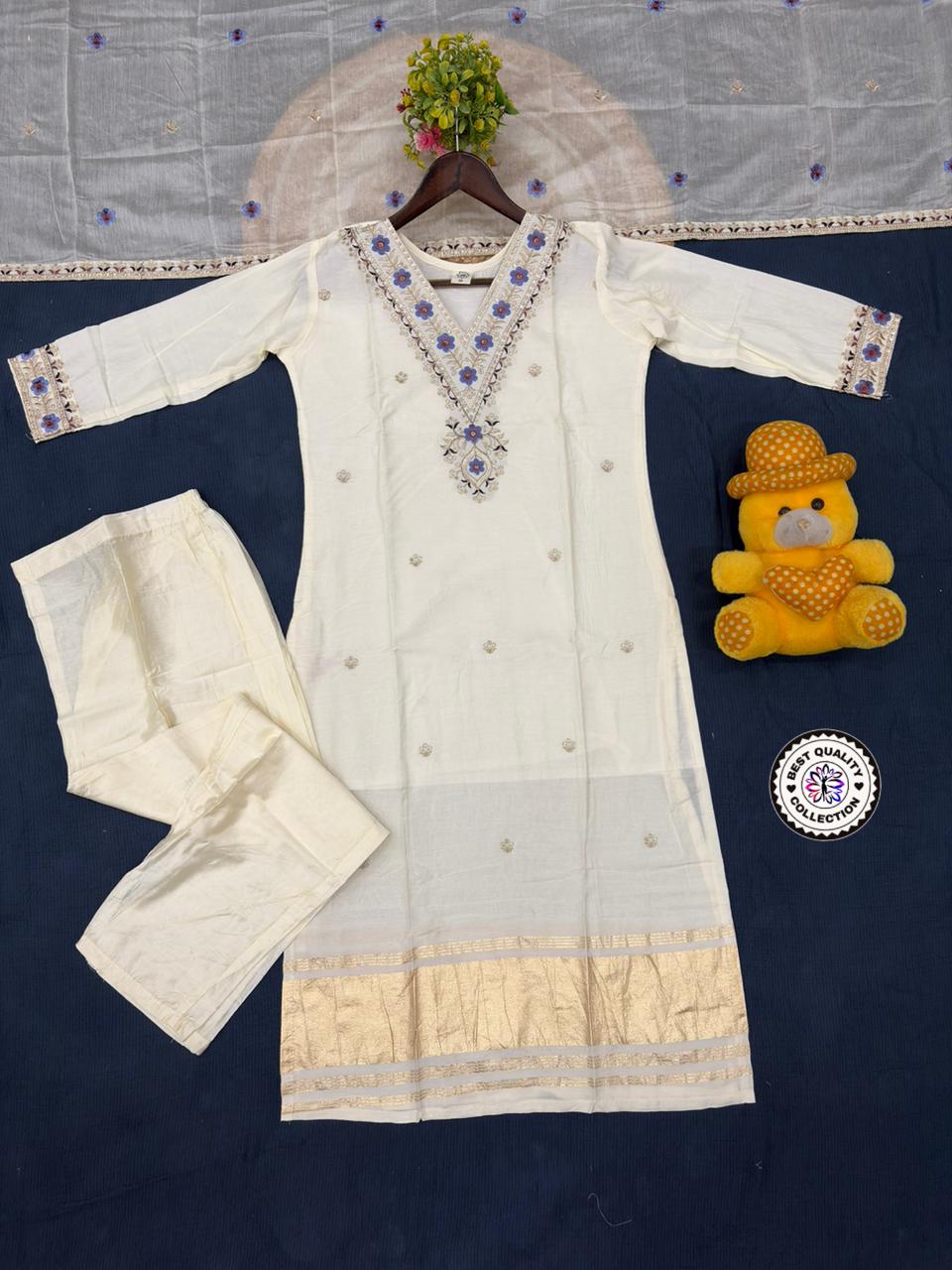 Lekha KL 6034 Viscose Silk Embroidery And Lagdi Patta Kurti Bottom With Dupatta