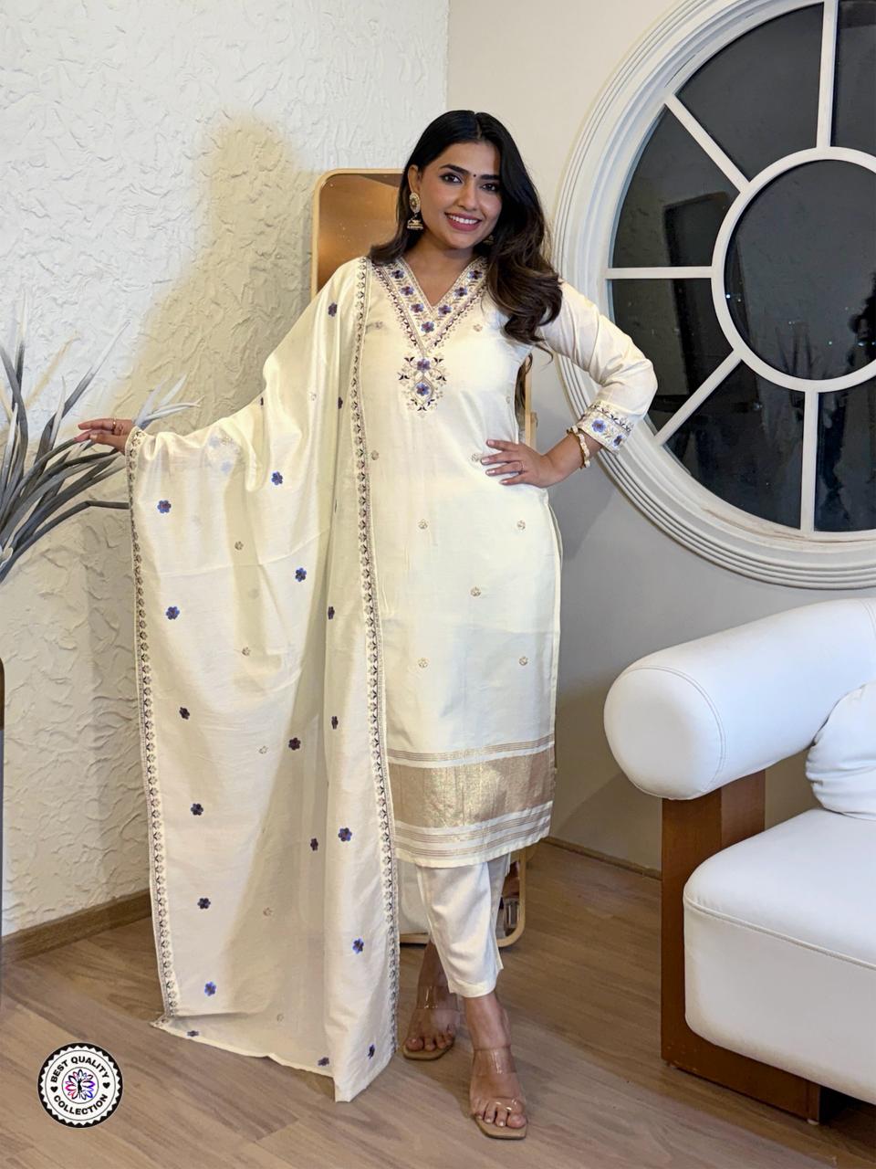 Lekha KL 6034 Viscose Silk Embroidery And Lagdi Patta Kurti Bottom With Dupatta