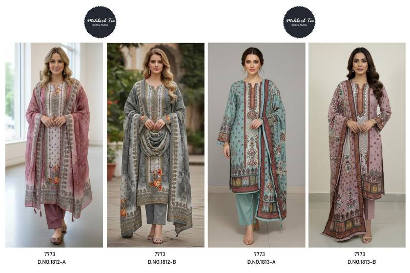 Mehboob Tex 1812 And 1813 Viscose Maslin Pakistani Salwar Kameez