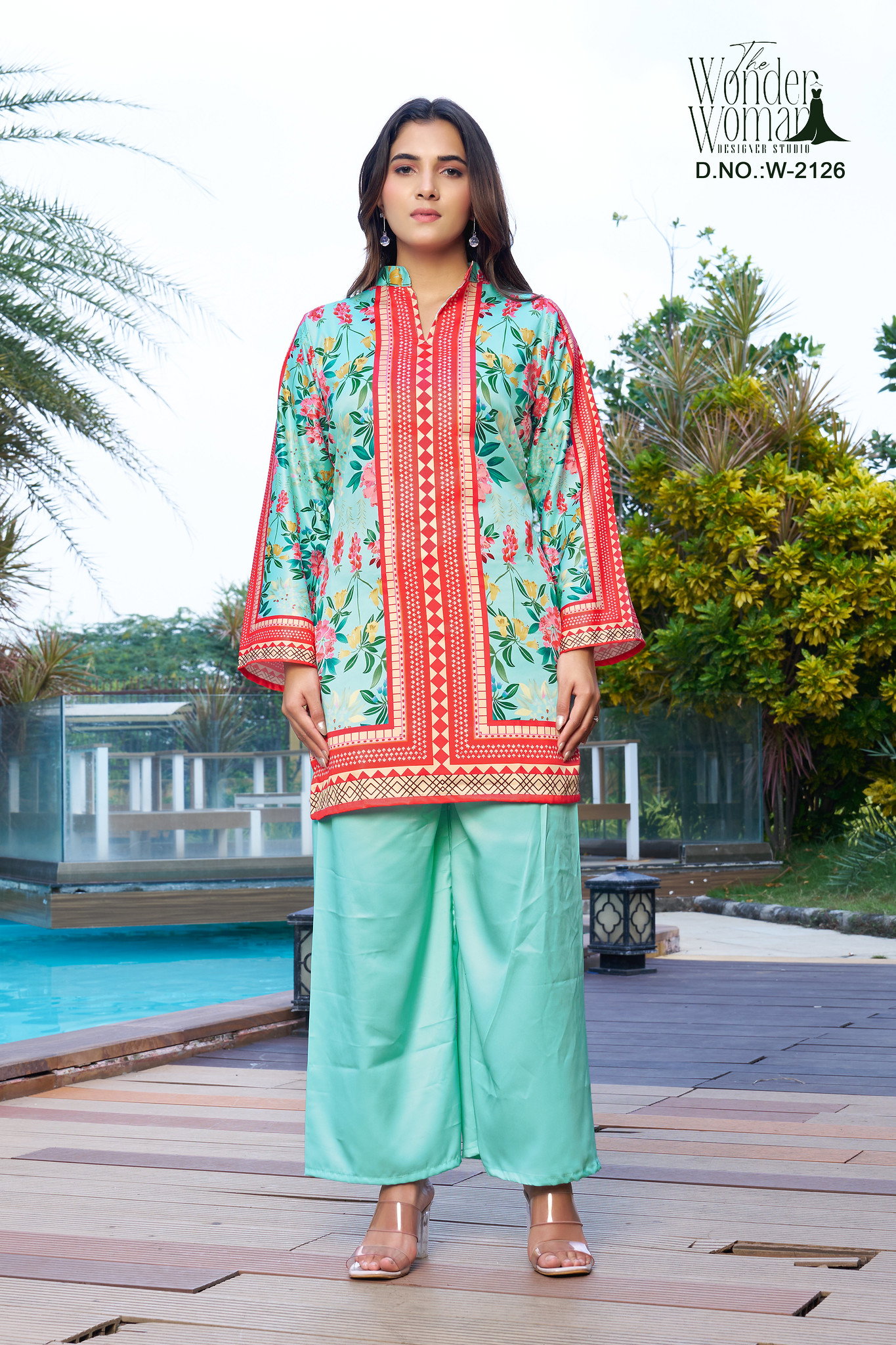 Wonder Women W 2126 Imported Satin Printed Co Ord Set